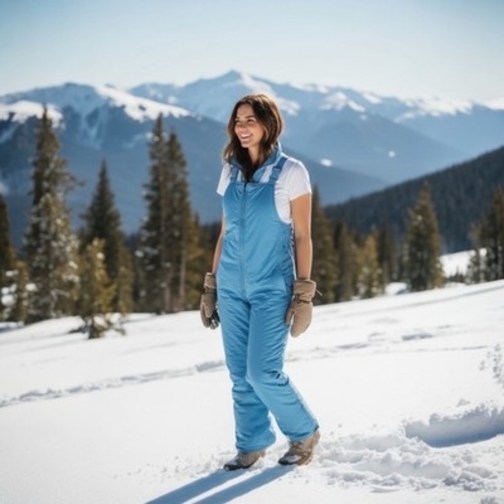 Vintage Light Blue Nylon Snow Overall Ski Jumpsuit Zip Front Size 164 Rare Good